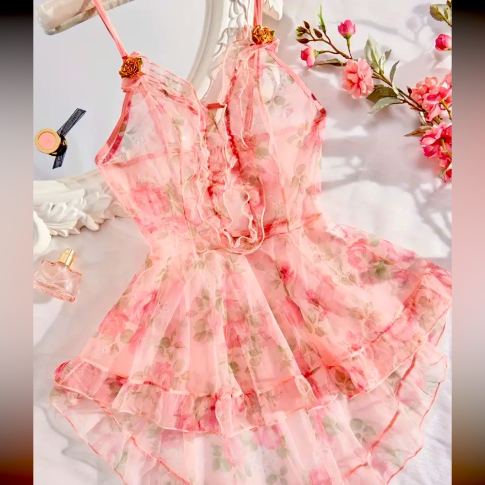 Floral Pink Sheer lingerie